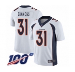 Men's Denver Broncos #31 Justin Simmons White Vapor Untouchable Limited Player 100th Season Football Jersey