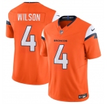 Men's Denver Broncos #4 Zach Wilson Orange 2024 F.U.S.E. Vapor Limited Football Stitched Jersey