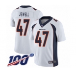 Men's Denver Broncos #47 Josey Jewell White Vapor Untouchable Limited Player 100th Season Football Jersey