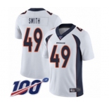 Men's Denver Broncos #49 Dennis Smith White Vapor Untouchable Limited Player 100th Season Football Jersey