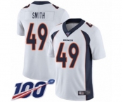 Men's Denver Broncos #49 Dennis Smith White Vapor Untouchable Limited Player 100th Season Football Jersey