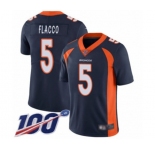 Men's Denver Broncos #5 Joe Flacco Navy Blue Alternate Vapor Untouchable Limited Player 100th Season Football Jersey