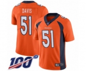Men's Denver Broncos #51 Todd Davis Orange Team Color Vapor Untouchable Limited Player 100th Season Football Jersey