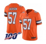 Men's Denver Broncos #57 Tom Jackson Limited Orange Rush Vapor Untouchable 100th Season Football Jersey