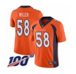 Men's Denver Broncos #58 Von Miller Orange Team Color Vapor Untouchable Limited Player 100th Season Football Jersey