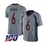 Men's Denver Broncos #6 Colby Wadman Limited Silver Inverted Legend 100th Season Football Jersey