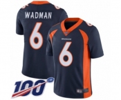 Men's Denver Broncos #6 Colby Wadman Navy Blue Alternate Vapor Untouchable Limited Player 100th Season Football Jersey