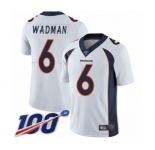 Men's Denver Broncos #6 Colby Wadman White Vapor Untouchable Limited Player 100th Season Football Jersey