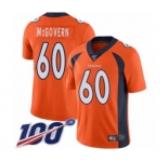 Men's Denver Broncos #60 Connor McGovern Orange Team Color Vapor Untouchable Limited Player 100th Season Football Jersey
