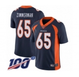 Men's Denver Broncos #65 Gary Zimmerman Navy Blue Alternate Vapor Untouchable Limited Player 100th Season Football Jersey