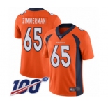 Men's Denver Broncos #65 Gary Zimmerman Orange Team Color Vapor Untouchable Limited Player 100th Season Football Jersey