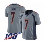 Men's Denver Broncos #7 John Elway Limited Silver Inverted Legend 100th Season Football Jersey