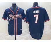 Men's Denver Broncos #7 John Elway Navy Cool Base Stitched Baseball Jersey