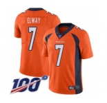 Men's Denver Broncos #7 John Elway Orange Team Color Vapor Untouchable Limited Player 100th Season Football Jersey