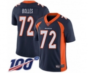 Men's Denver Broncos #72 Garett Bolles Navy Blue Alternate Vapor Untouchable Limited Player 100th Season Football Jersey