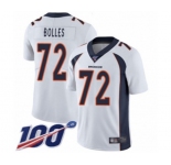 Men's Denver Broncos #72 Garett Bolles White Vapor Untouchable Limited Player 100th Season Football Jersey