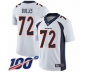 Men's Denver Broncos #72 Garett Bolles White Vapor Untouchable Limited Player 100th Season Football Jersey
