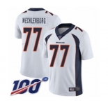 Men's Denver Broncos #77 Karl Mecklenburg White Vapor Untouchable Limited Player 100th Season Football Jersey