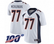 Men's Denver Broncos #77 Karl Mecklenburg White Vapor Untouchable Limited Player 100th Season Football Jersey