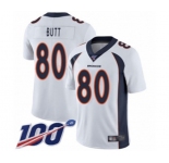 Men's Denver Broncos #80 Jake Butt White Vapor Untouchable Limited Player 100th Season Football Jersey