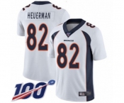 Men's Denver Broncos #82 Jeff Heuerman White Vapor Untouchable Limited Player 100th Season Football Jersey