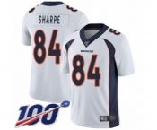 Men's Denver Broncos #84 Shannon Sharpe White Vapor Untouchable Limited Player 100th Season Football Jersey