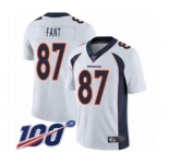 Men's Denver Broncos #87 Noah Fant White Vapor Untouchable Limited Player 100th Season Football Jersey