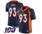 Men's Denver Broncos #93 Dre'Mont Jones Navy Blue Alternate Vapor Untouchable Limited Player 100th Season Football Jersey
