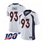 Men's Denver Broncos #93 Dre'Mont Jones White Vapor Untouchable Limited Player 100th Season Football Jersey