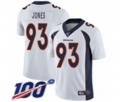 Men's Denver Broncos #93 Dre'Mont Jones White Vapor Untouchable Limited Player 100th Season Football Jersey