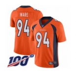 Men's Denver Broncos #94 DeMarcus Ware Orange Team Color Vapor Untouchable Limited Player 100th Season Football Jersey