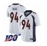Men's Denver Broncos #94 DeMarcus Ware White Vapor Untouchable Limited Player 100th Season Football Jersey