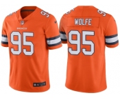 Men's Denver Broncos #95 Derek Wolfe Orange Color Rush Limited Jersey