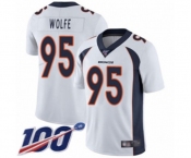 Men's Denver Broncos #95 Derek Wolfe White Vapor Untouchable Limited Player 100th Season Football Jersey