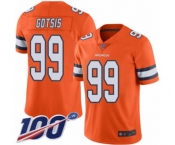 Men's Denver Broncos #99 Adam Gotsis Limited Orange Rush Vapor Untouchable 100th Season Football Jersey