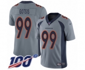 Men's Denver Broncos #99 Adam Gotsis Limited Silver Inverted Legend 100th Season Football Jersey