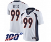 Men's Denver Broncos #99 Adam Gotsis White Vapor Untouchable Limited Player 100th Season Football Jersey