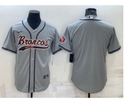 Men's Denver Broncos Blank Gray With Patch Cool Base Stitched Baseball Jersey
