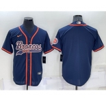 Men's Denver Broncos Blank Nvay Blue Stitched Cool Base Nike Baseball Jersey