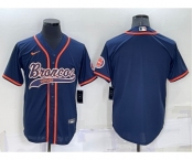 Men's Denver Broncos Blank Nvay Blue Stitched Cool Base Nike Baseball Jersey