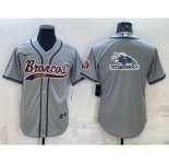Men's Denver Broncos Gray Team Big Logo With Patch Cool Base Stitched Baseball Jersey