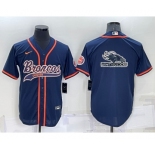 Men's Denver Broncos Navy Team Big Logo With Patch Cool Base Stitched Baseball Jersey