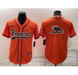 Men's Denver Broncos Orange Team Big Logo With Patch Cool Base Stitched Baseball Jersey