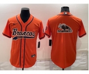Men's Denver Broncos Orange Team Big Logo With Patch Cool Base Stitched Baseball Jersey