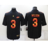 Men's Denver Denver Broncos #3 Russell Wilson Black Nike Red Orange Stripe Vapor Limited NFL Jersey