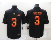 Men's Denver Denver Broncos #3 Russell Wilson Black Nike Red Orange Stripe Vapor Limited NFL Jersey
