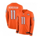 Men's Nike Denver Broncos #11 Carlos Henderson Limited Orange Therma Long Sleeve NFL Jersey