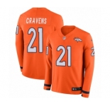 Men's Nike Denver Broncos #21 Su'a Cravens Limited Orange Therma Long Sleeve NFL Jersey