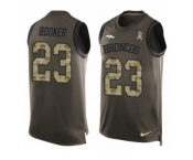 Men's Nike Denver Broncos #23 Devontae Booker Limited Green Salute to Service Tank Top NFL Jersey