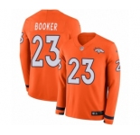 Men's Nike Denver Broncos #23 Devontae Booker Limited Orange Therma Long Sleeve NFL Jersey